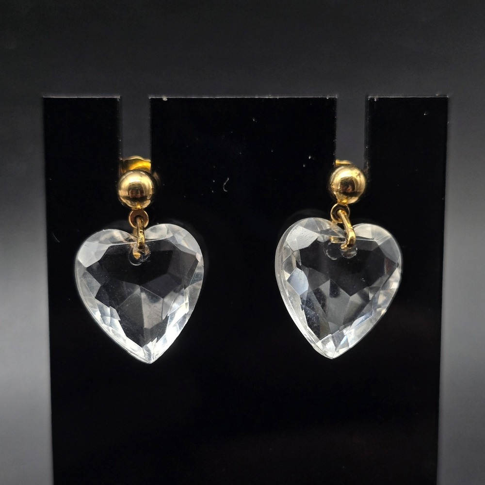 Avon 1985 Romantic Facets Earrings Clear Acrylic Pierced Vintage